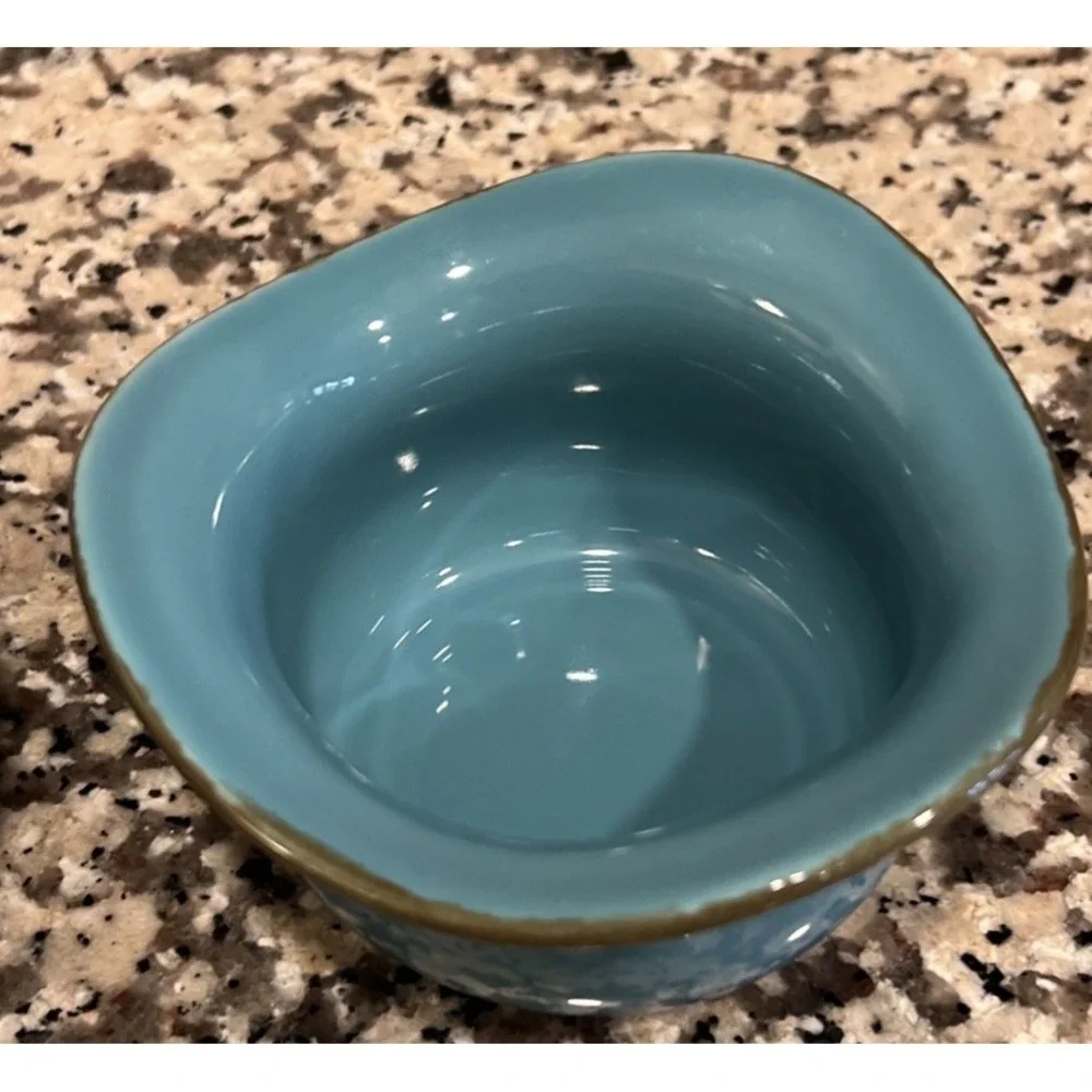 Set Of 2 Tuscan Tidbit Ramekins Southern Living At Home Bowls Wavy Edges Blue